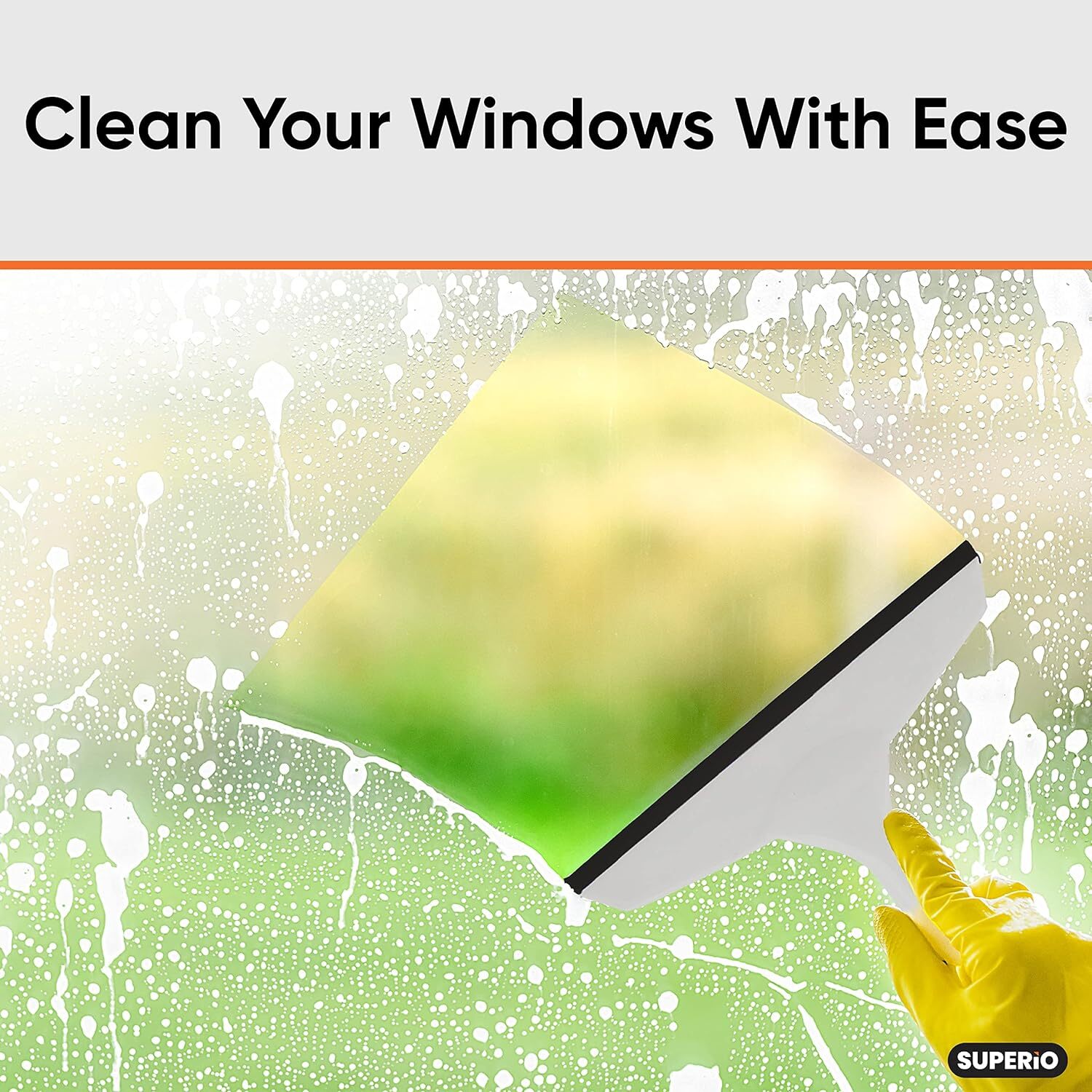 Superio 6" Window Rubber Squeegee with Hanging Loop, 2 Pack, Grey