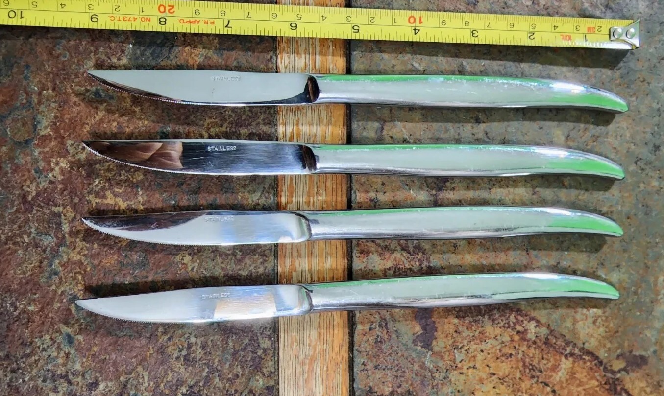 LOT OF 4 MID-CENTURY JAPAN 🇯🇵 STAINLESS STEEL STEAK 🥩 CARVING KNIVES