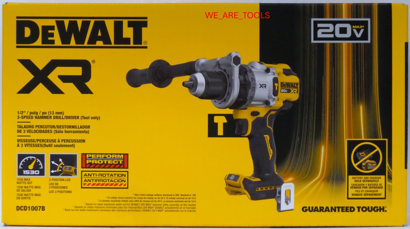 DeWalt DCD1007B 20V Max XR  1/2" 3-Speed Hammer Drill Driver Brushless Cordless
