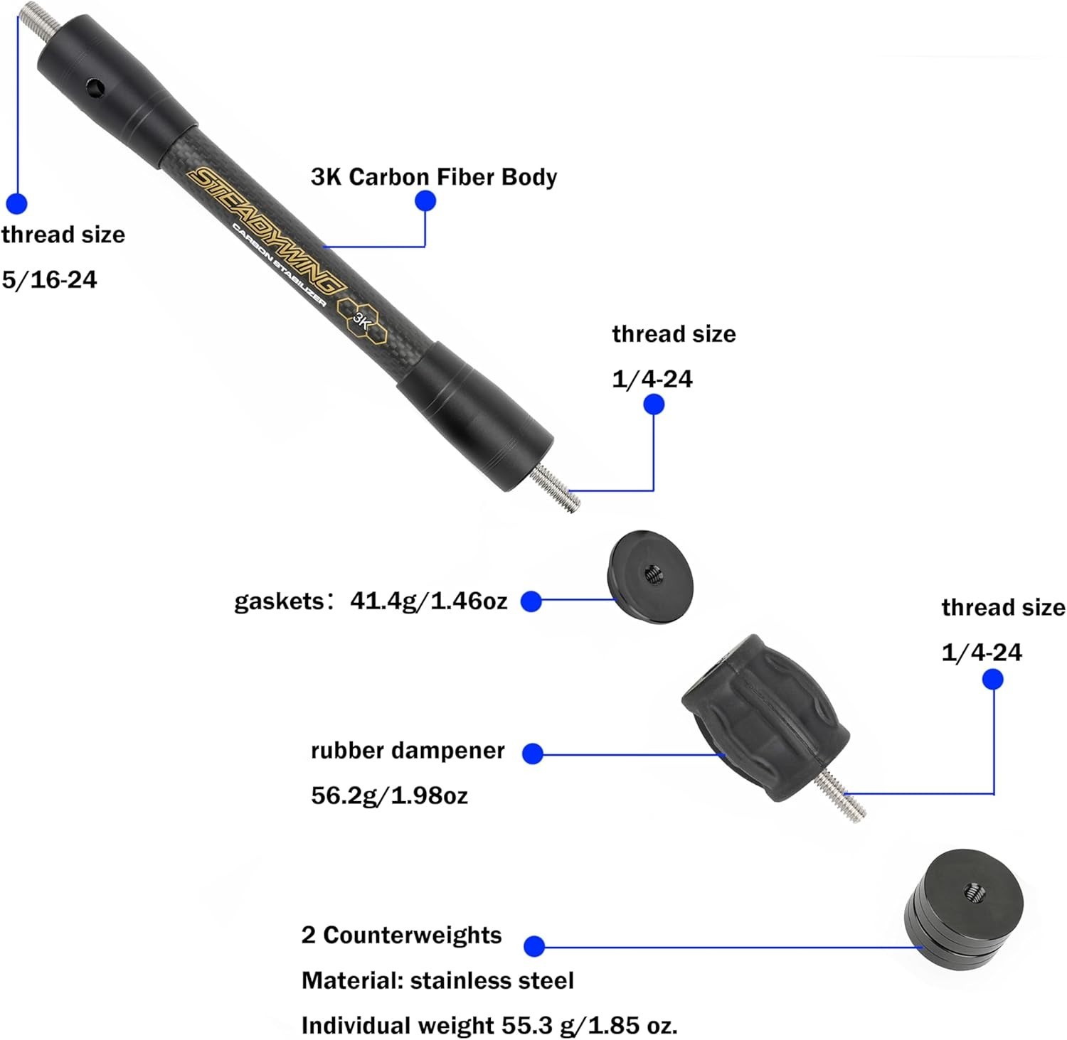 Bow Stabilizer for Compound Bow, Stabilizer Kit, 6" 8" 10" 12" 15", Archery B...