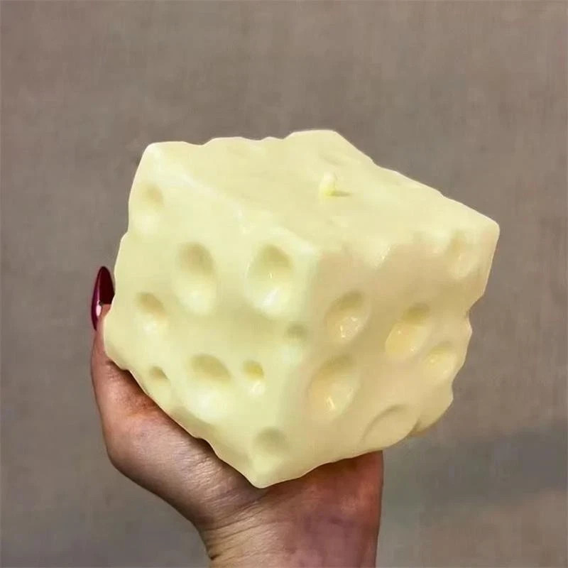 jumbo Cheese Cube Stress Ball Big Cheese Shapeable Squeeze Ball Nonbounce Fidget