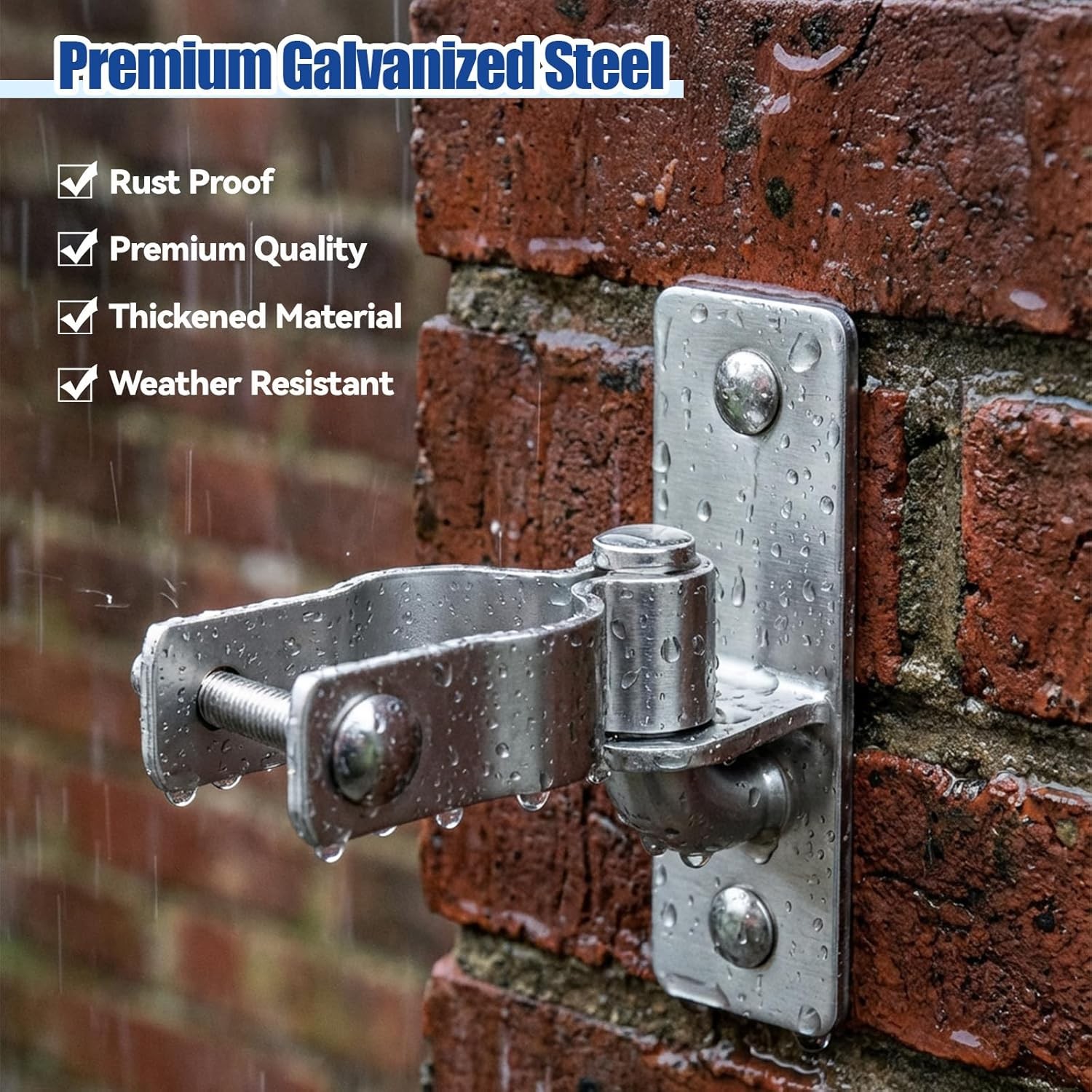 4 Pcs 1-3/8 Inch Wall Mount Gate Hinge, Heavy Duty Pipe Gate Hinge Metal Post Ch