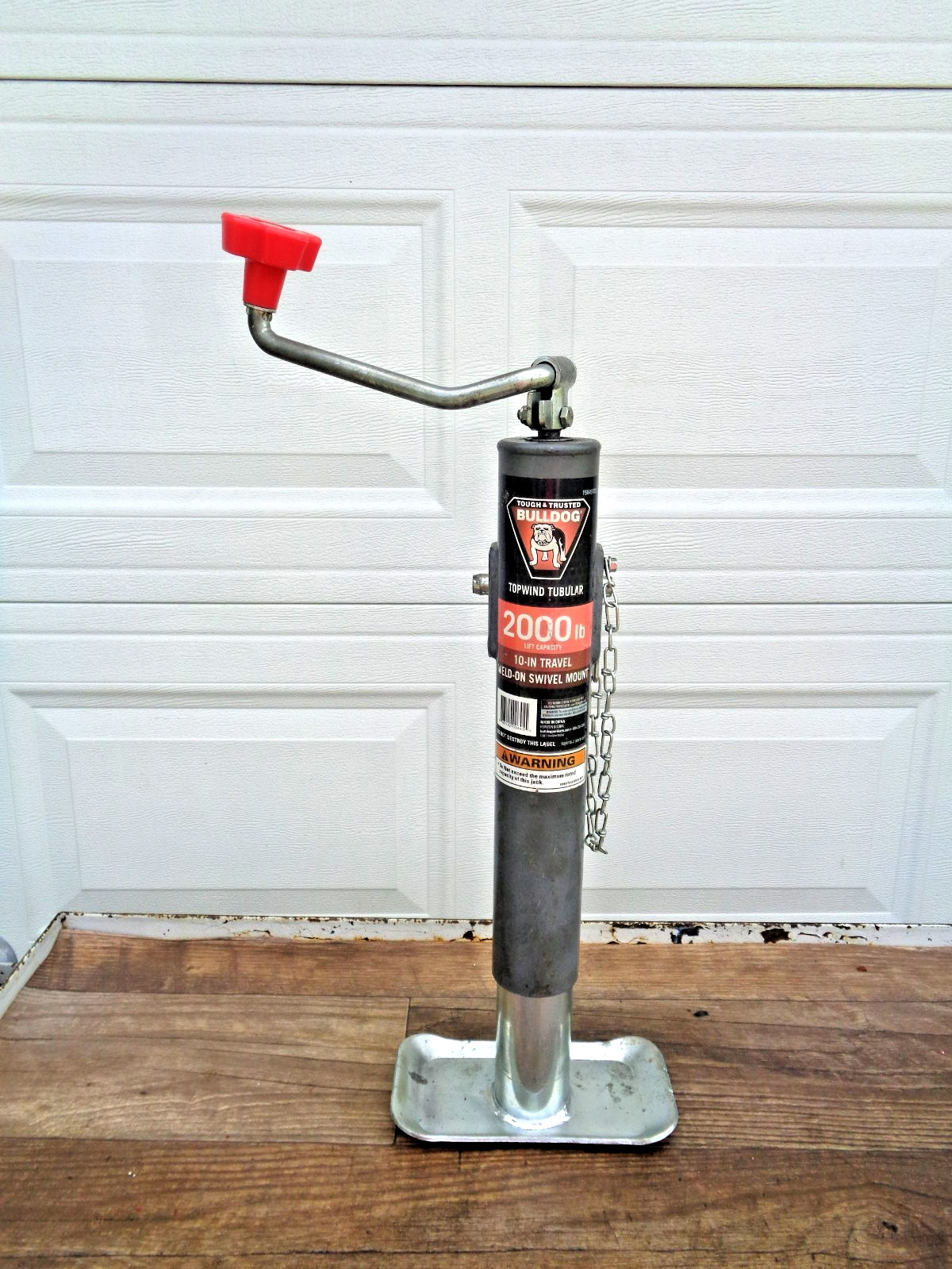Bulldog  2000 lbs. Manual Trailer Jack-Top Wind- 10" Travel-Weld On Swivel Mount