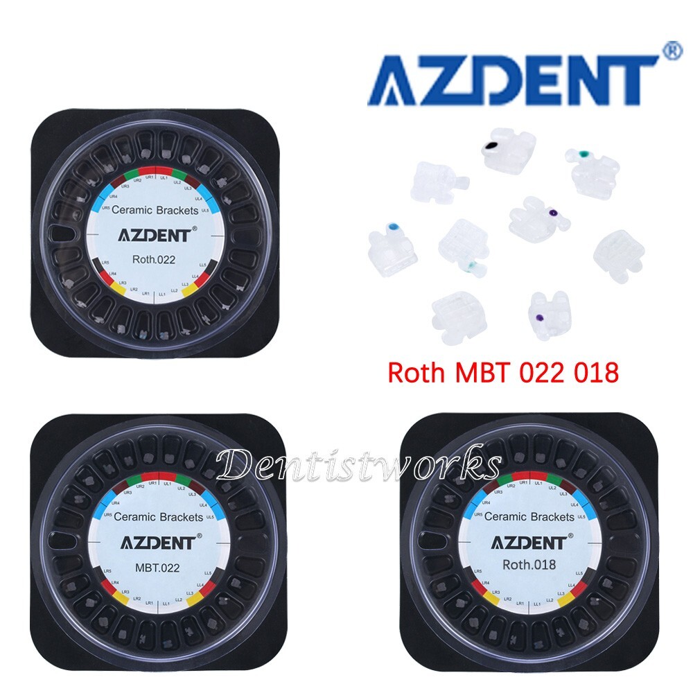 AZDENT Dental Orthodontic Ceramic Brackets Braces Roth/MBT 022 018 3-4-5 Hooks
