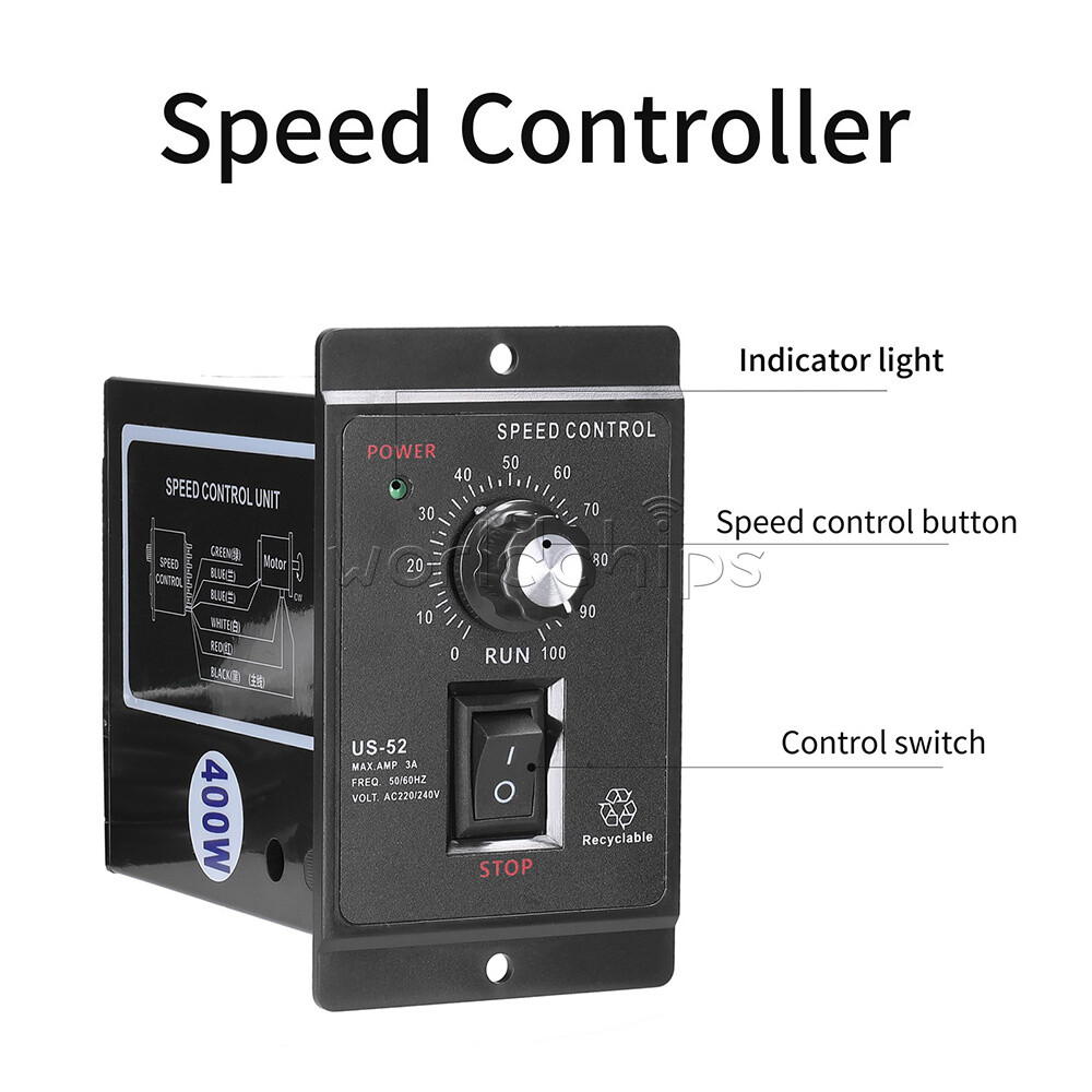 220V 400W AC Motor Speed Controller Speed Pinpoint Regulator Forward Backward