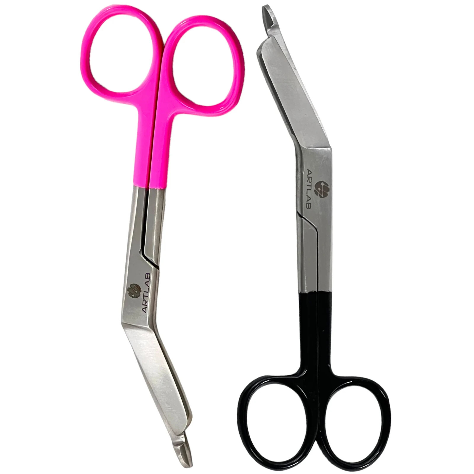 LISTER BANDAGE SCISSORS 5.5" Black Ring + Pink Ring Stainless Steel ( Set Of 2 )