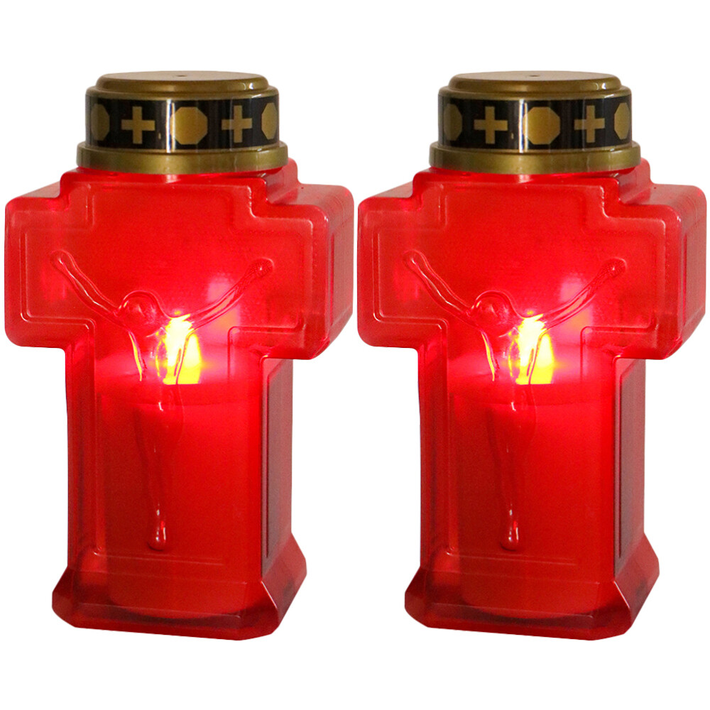 2PCS Creative Cross Candle Lights Flameless Candle Lights Church Candle Lights