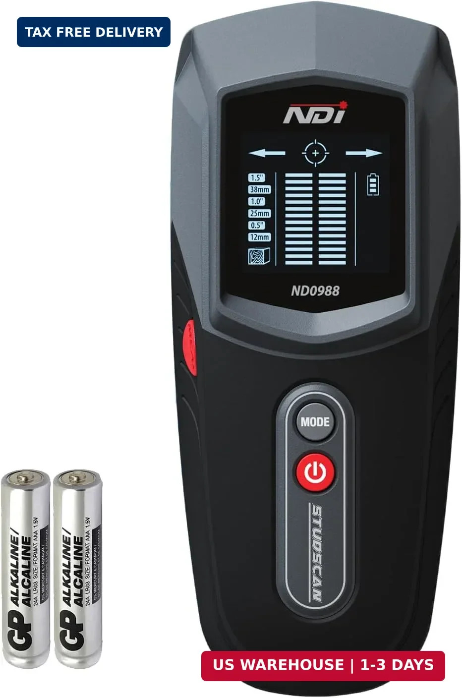 NDI ND0988 Stud Detector - Precise Wall Scanner for Wood Stud Detection with Mul