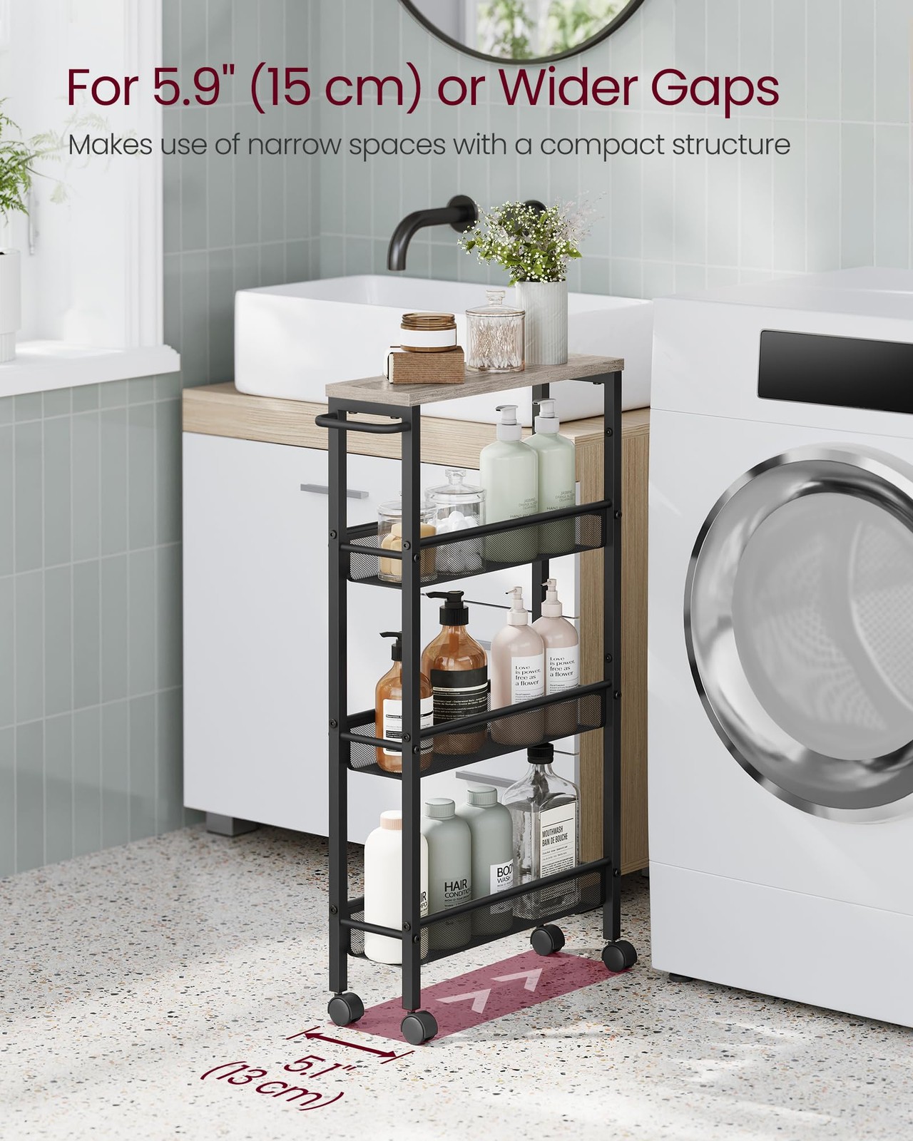 Rolling Cart 4Tier Storage Cart 5.1in Deep Handle ULRC032K01