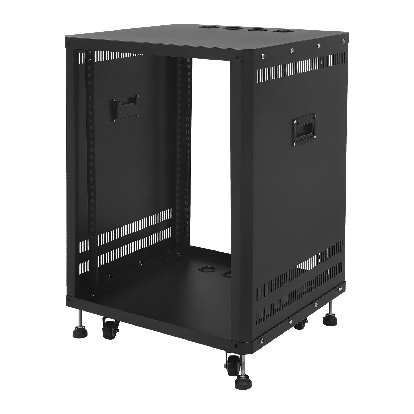 15U Audio Rack, Audio Rack with Feet & Wheels, Rolling Studio Rack Case