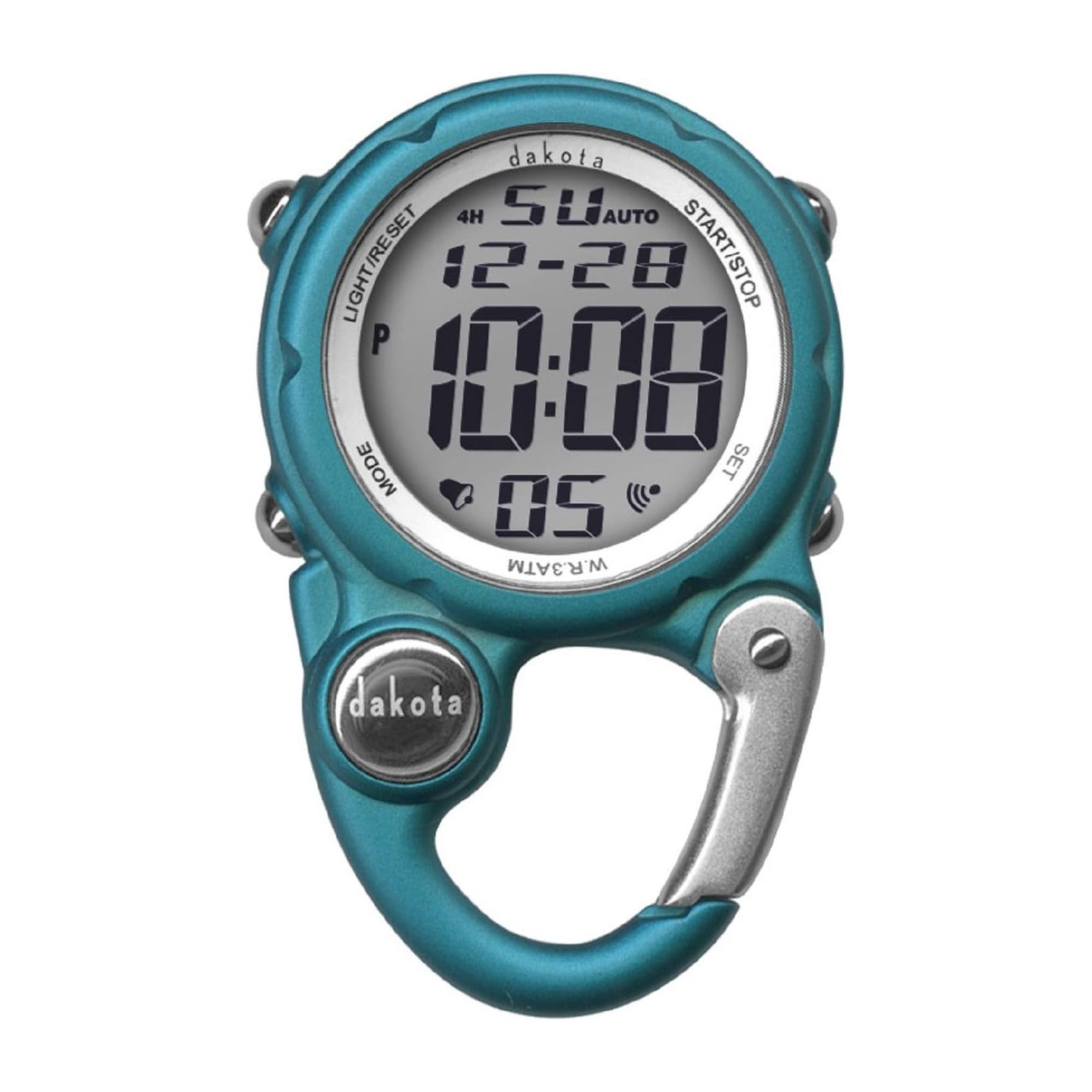 Dakota Digital Clip Pocket Watch with Alarm & Dual Time Aqua