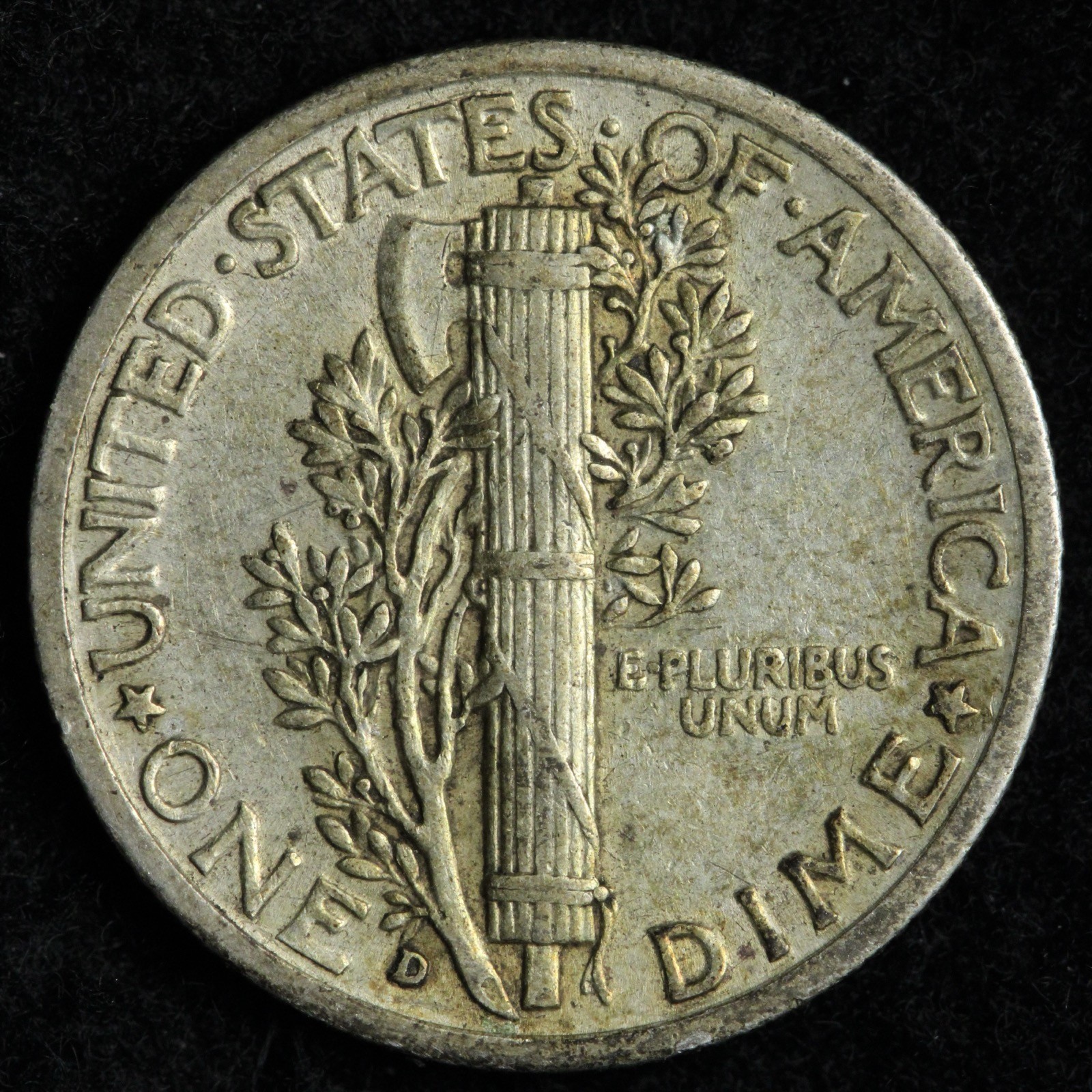 1937-D Mercury Silver Dime AU TONED E209 T