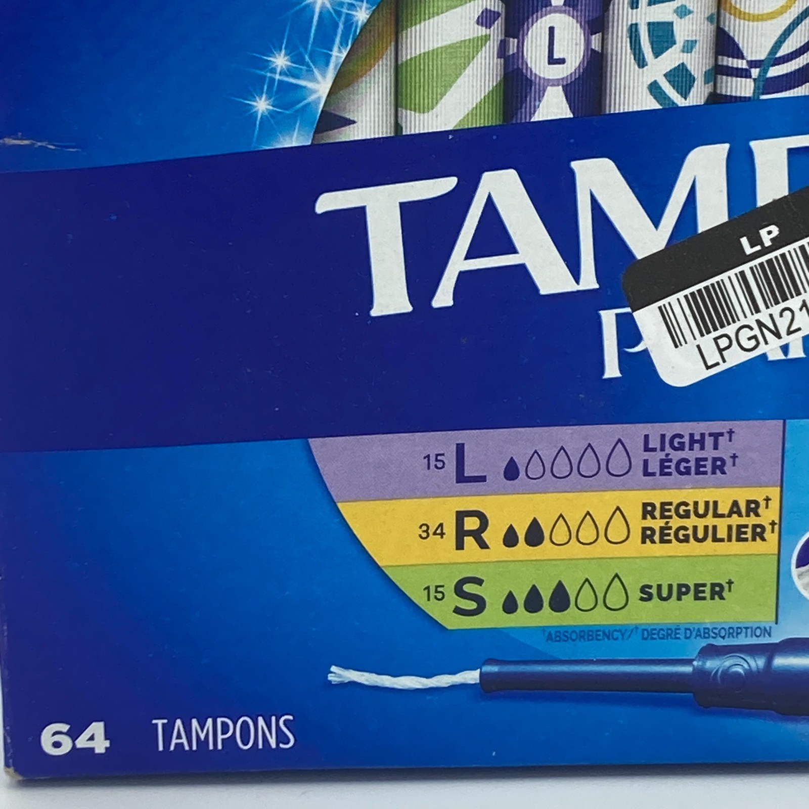 TAMPAX PEARL 15 SUPER, 34 REGULAR, 15 LIGHT 64 TOTAL