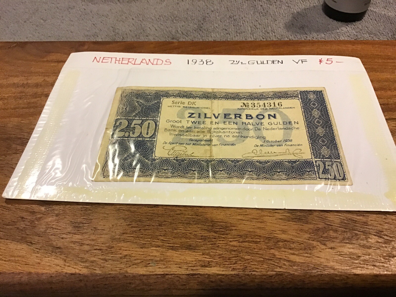 Nederland 2.50 Zilverbon 1938 note VF