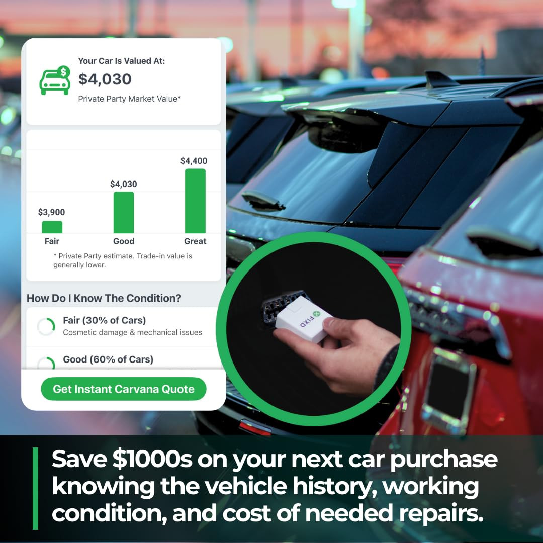 FIXD Bluetooth OBD2 Scanner for Car - Car Code Readers & Scan Tools for iPhon...