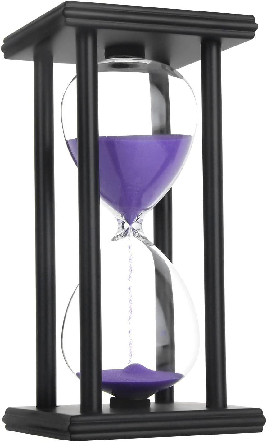 Hourglass Sand Timer,Black Wooden 30/45/60 Minute Sandglass Timer for Home,Deskt