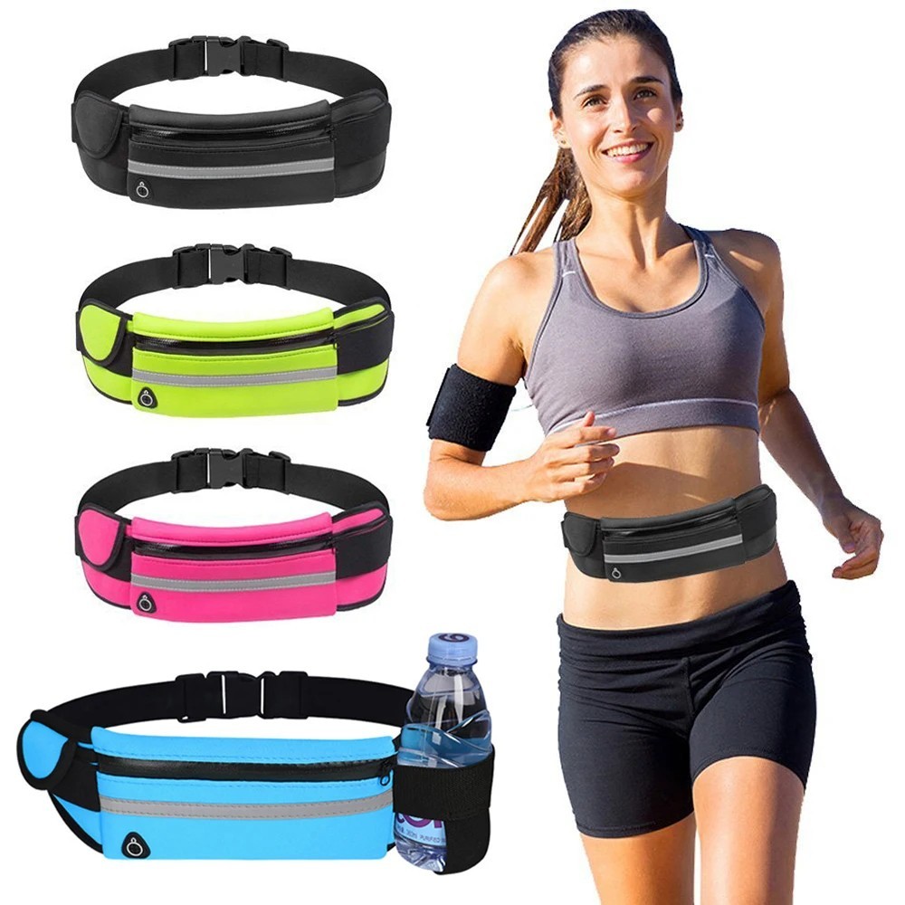 Running Belt Waist Bag with Water Bottle Holder Sports Fanny Pack Women Men Hydr