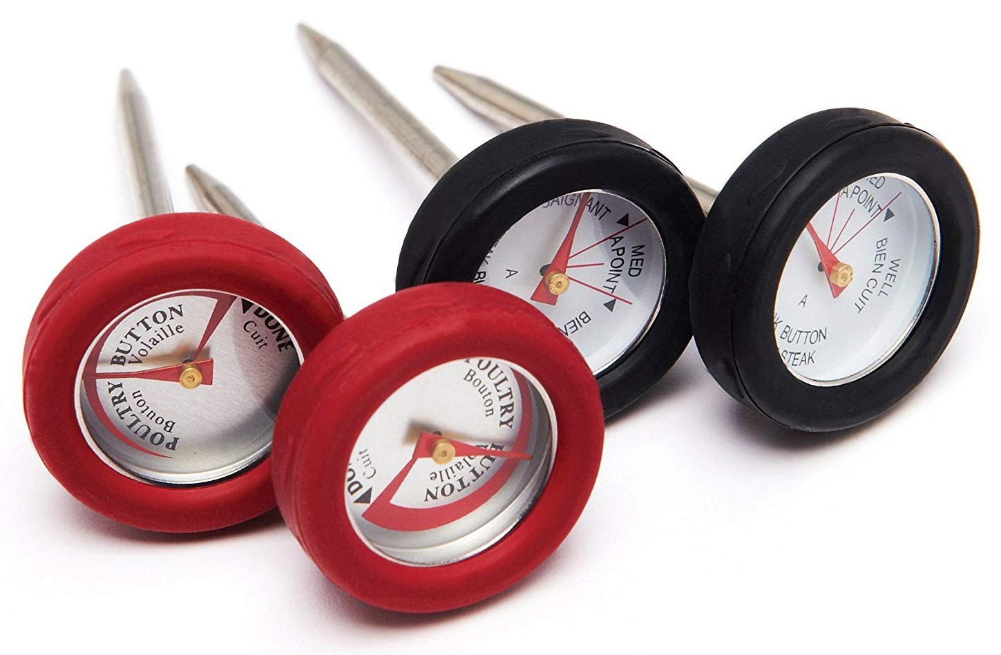 11381 4-Piece Min Meat Thermometers with Bezel , Black