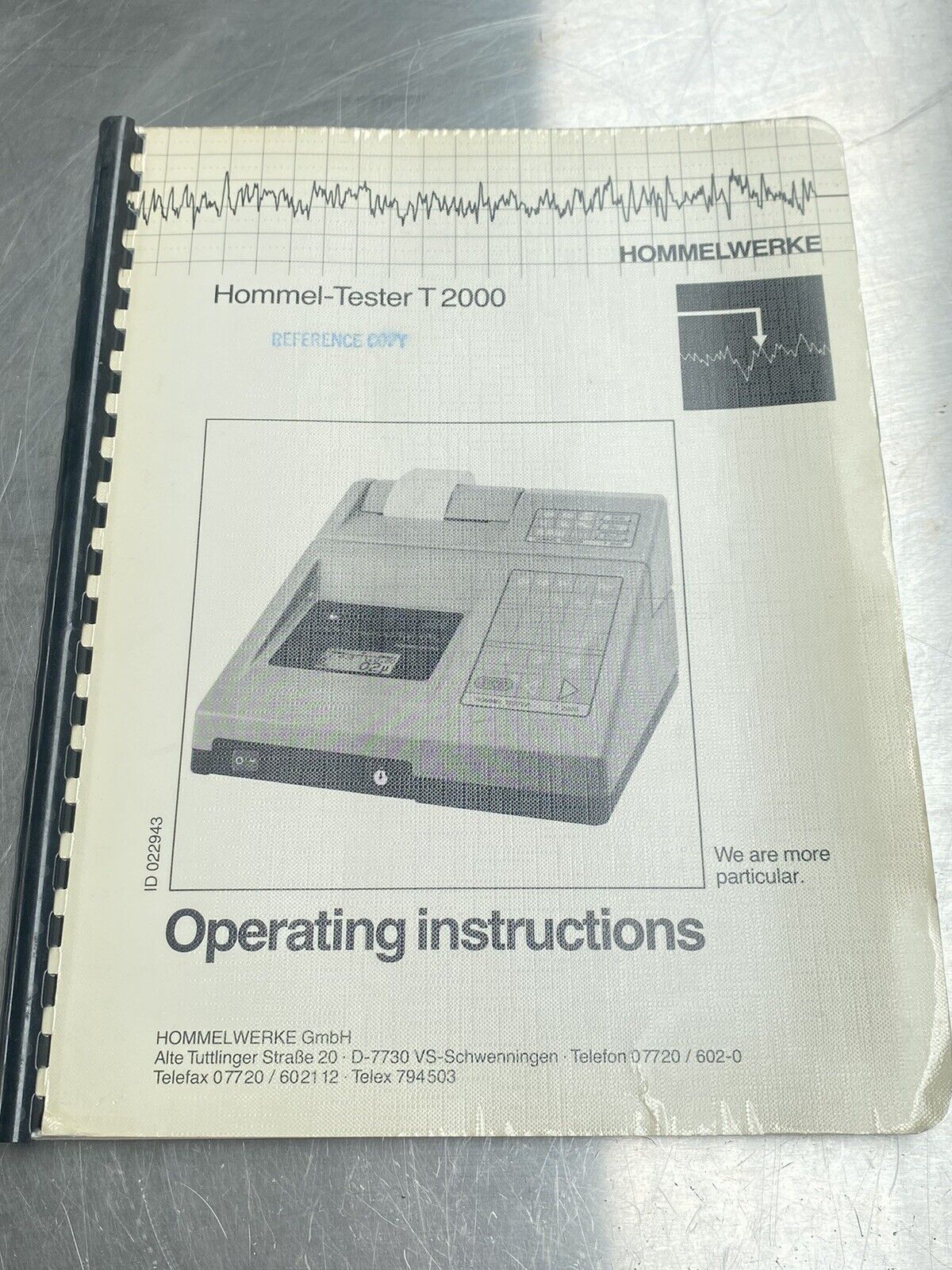 Hommel-tester T 2000 - Users Manual /Instructions Book