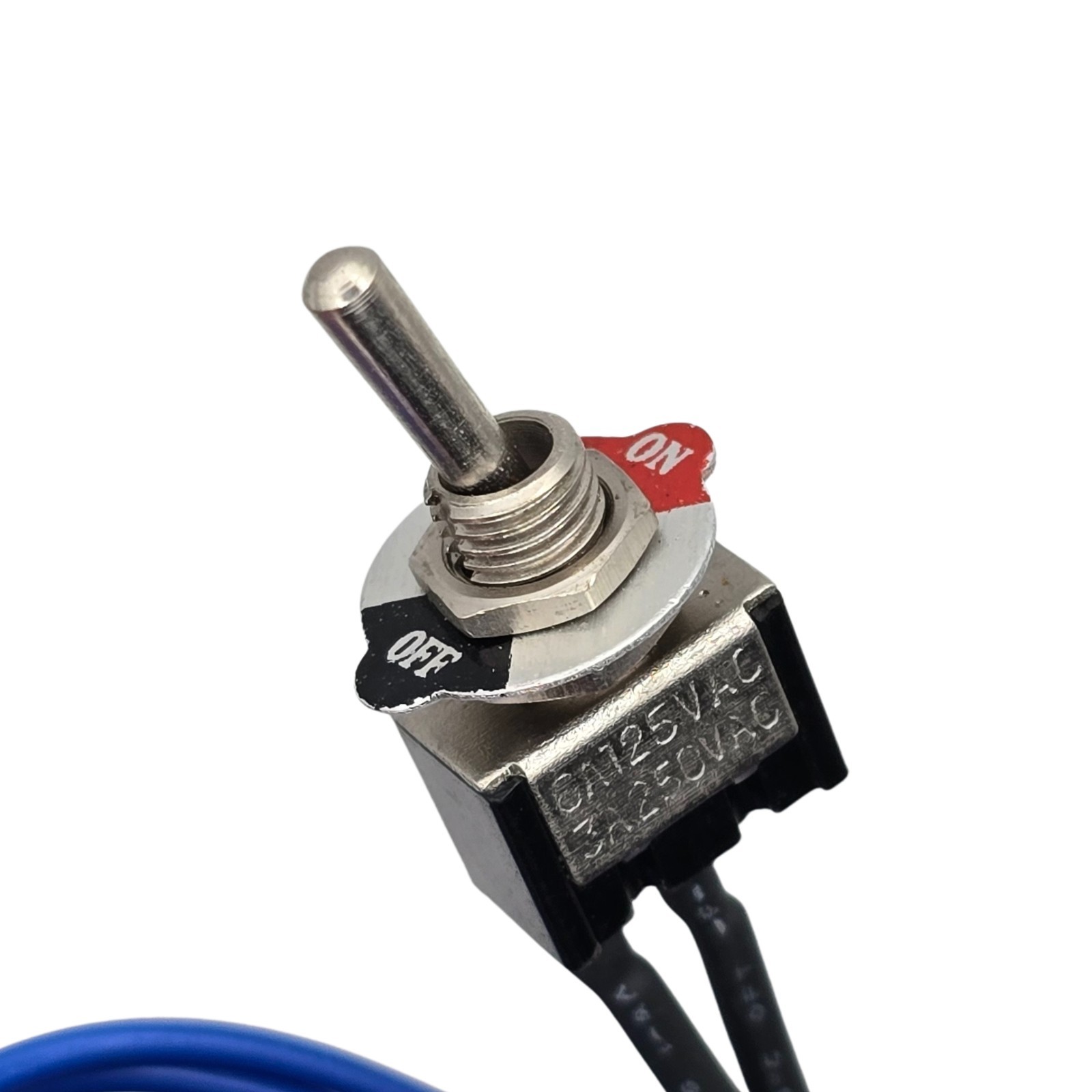 Mini SPST On Off Toggle Switch 6A 125VAC / 3A 250VAC Panel Mount Pre-Wired