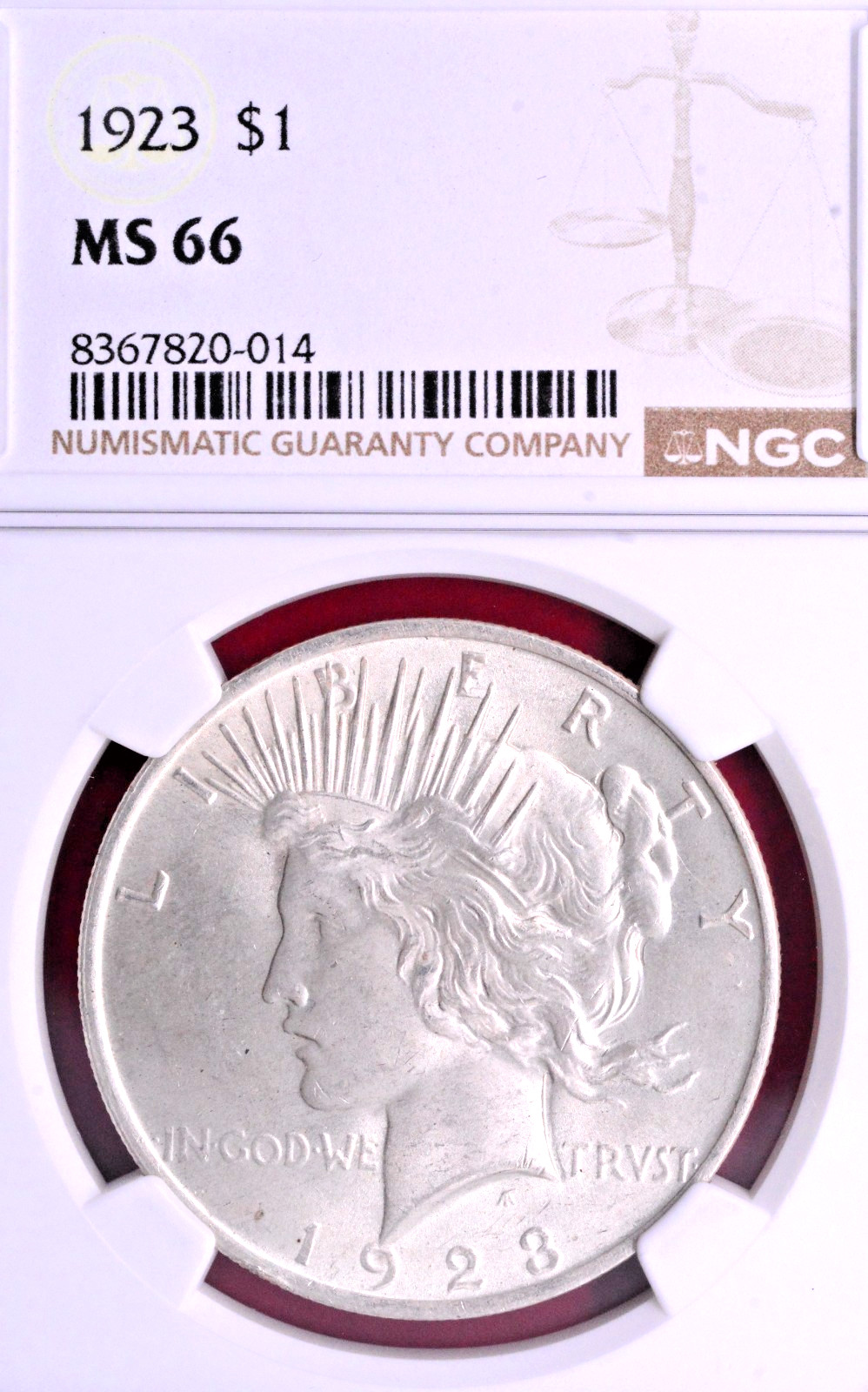 NGC MS-66! 1923 PEACE DOLLAR