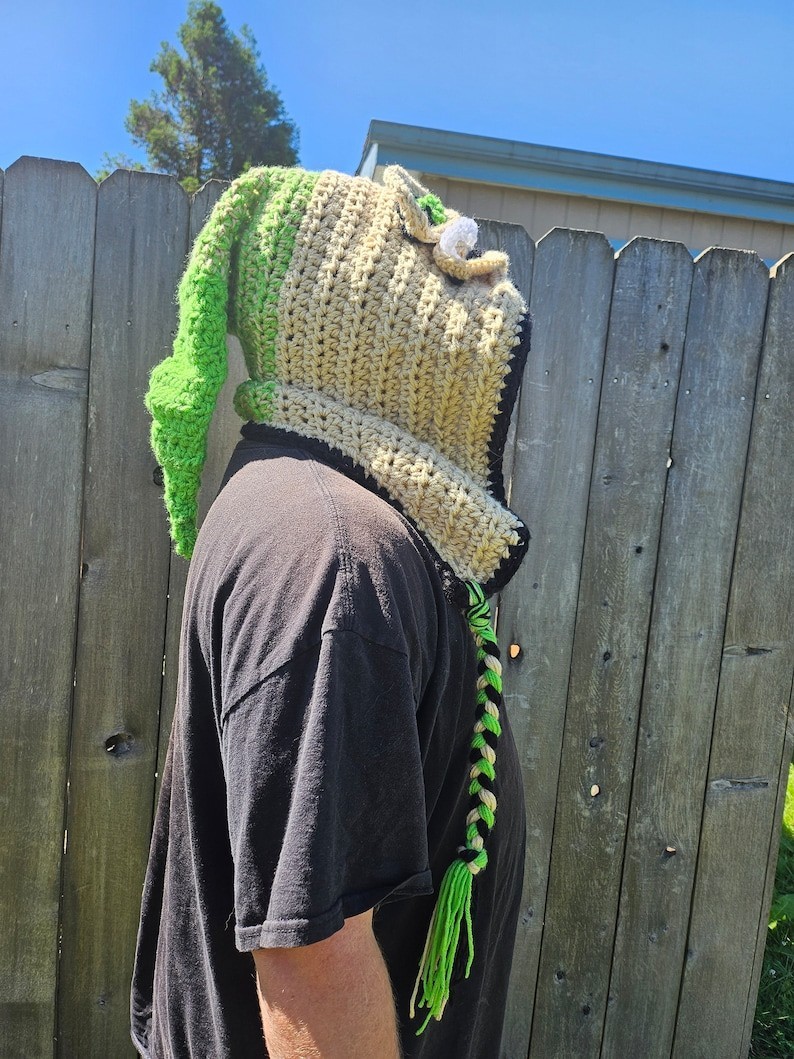 Hand Crocheted Oogie Boogie Burlap Chap Hooded Hat