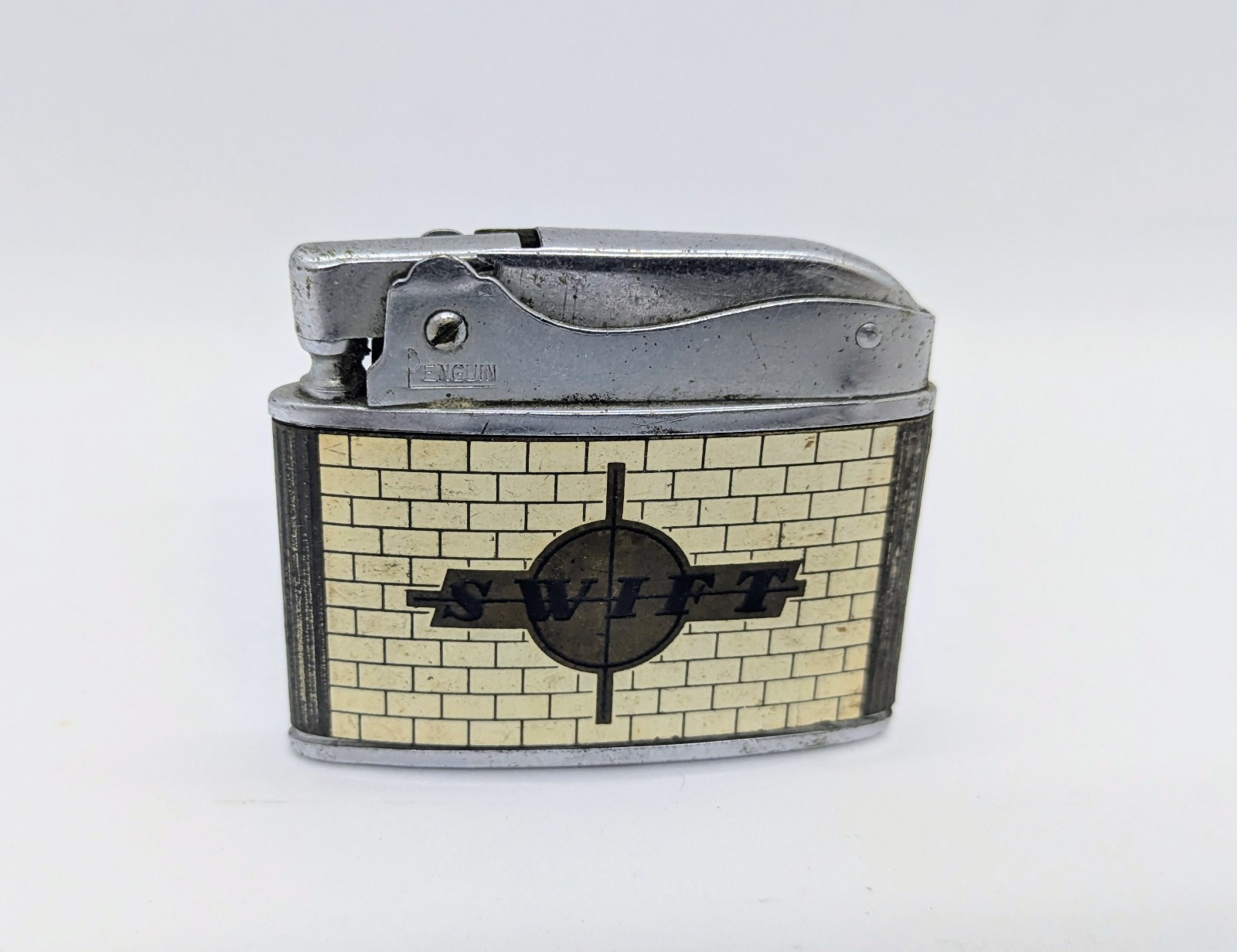Vintage SWIFT Binoculars Optics Advertising Flat Lighter Penguin Japan