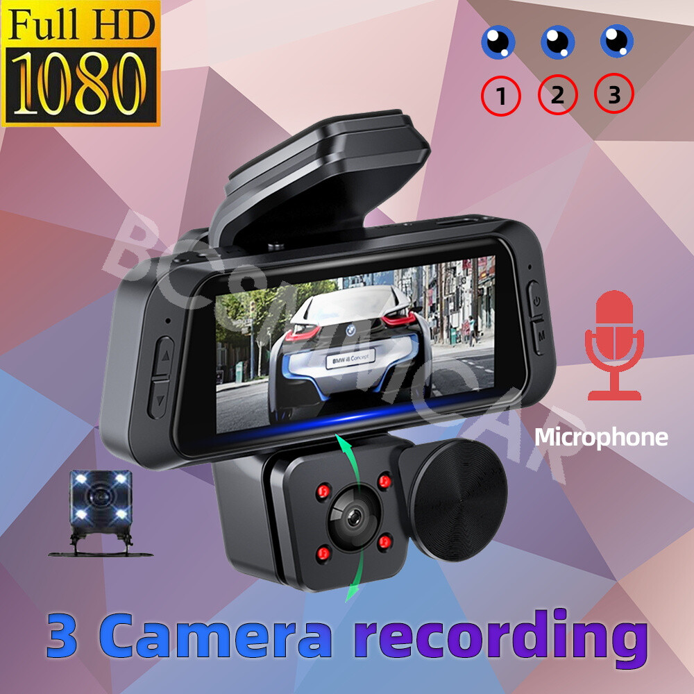Dash Cam 3 Channel 4K Dash Camera Three Cameras W/WiFi Loop Recording G-Sensor
