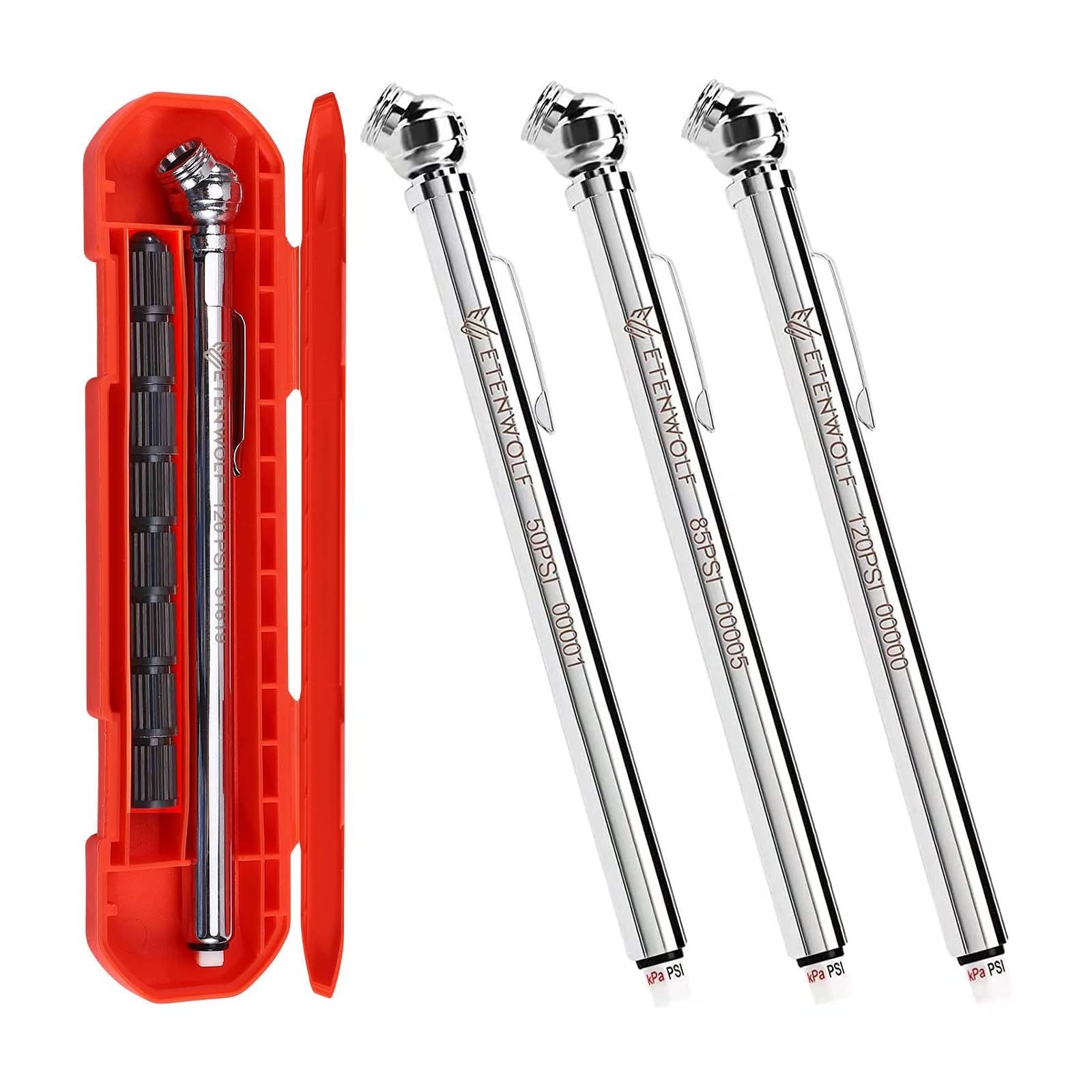 ETENWOLF Pencil Tire Pressure Gauge 3 Pack (10-50PSI, 10-85PSI, 20-120PSI) wi...