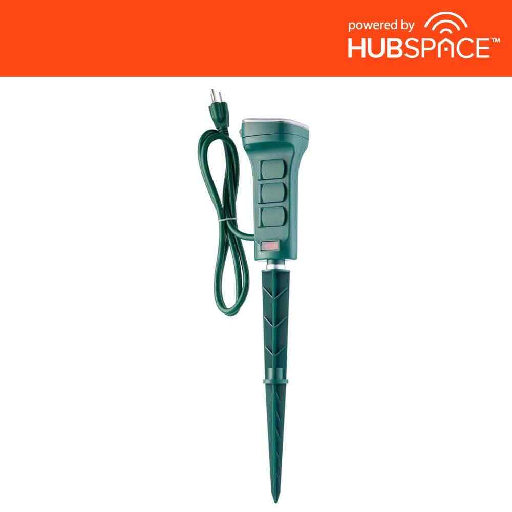 DEFIANT Smart Outdoor 4 ft. 6-Outlet Power Stake Timer Powered by Hubspace