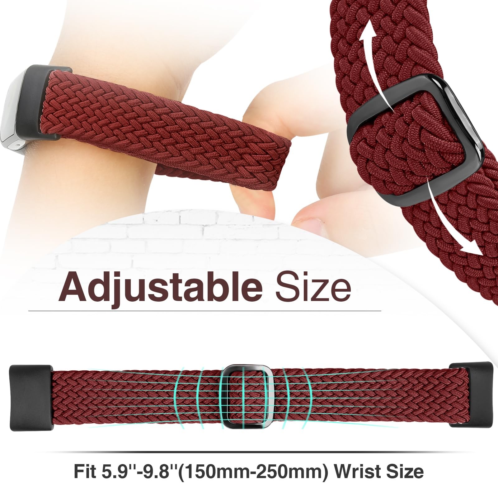 Acortjl Braided Solo Loop Bands Compatible with Fitbit Charge 6/Charge 5, Adj...