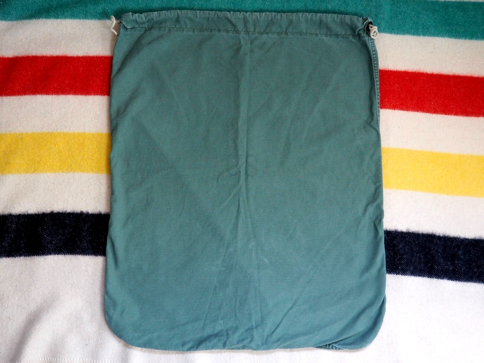 VTG 50s 60s US Army Military OG Olive Green Stencil Drawstring Bag 28x23