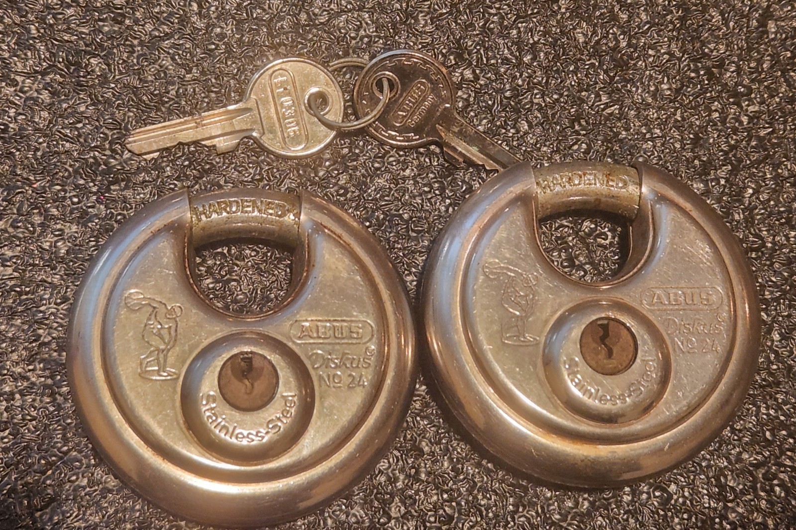 ABUS 24 Diskus Stainless Steel Padlock, 2 pack, keyed alike  Germany great