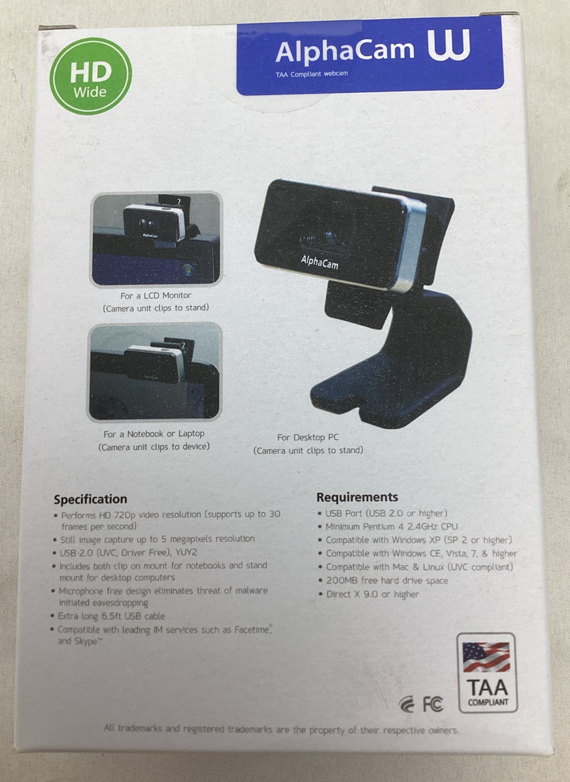 DATA LOCKER AlphaCam-W Video Conferencing Camera 5 Megapixels USB 2.0 Black