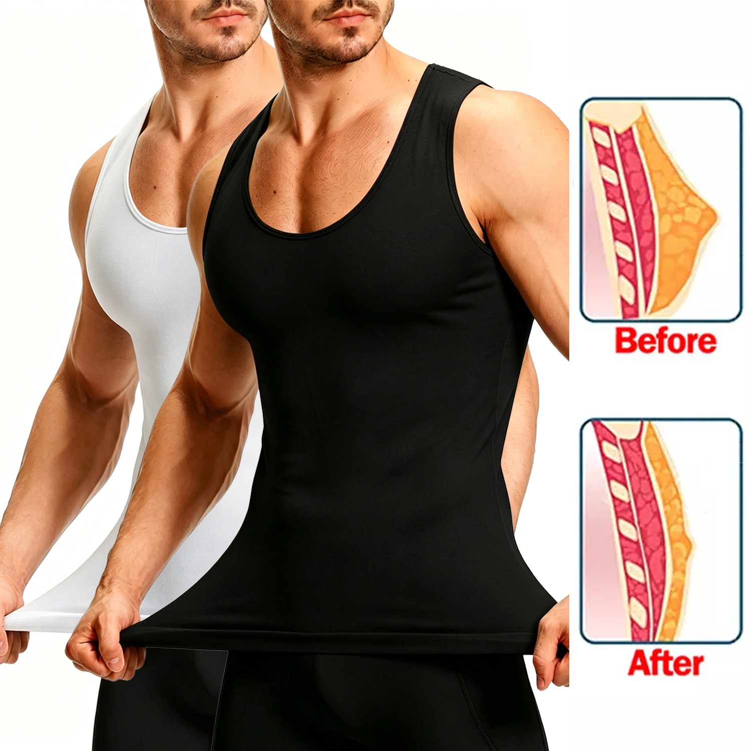 Men Body Shaper Slimming Tummy Vest Girdle Compression Shirt Tank Top Shapewear