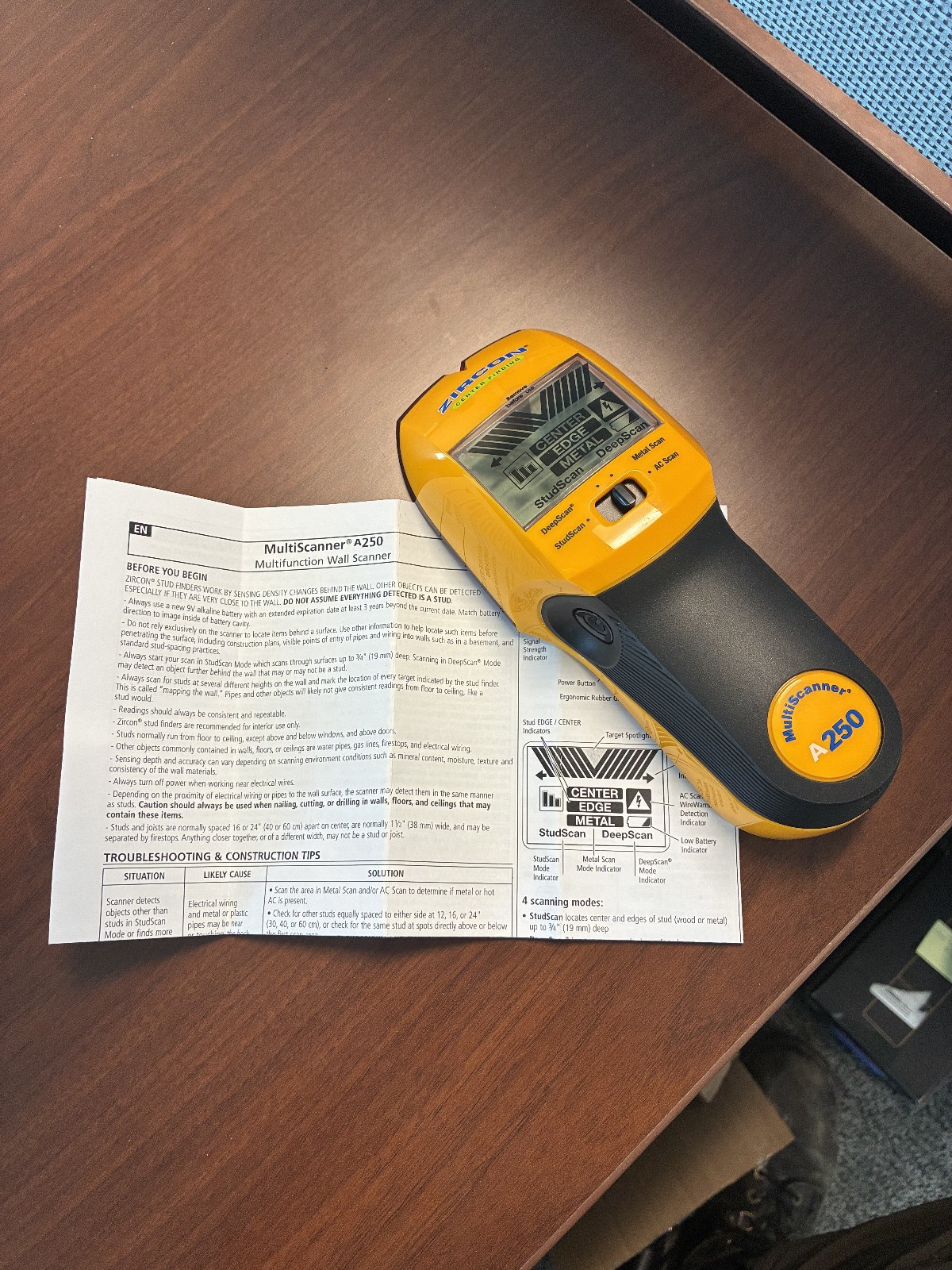 MultiScanner A250 All-in-One Stud Finder & Wall Scanner w/ Battery Included