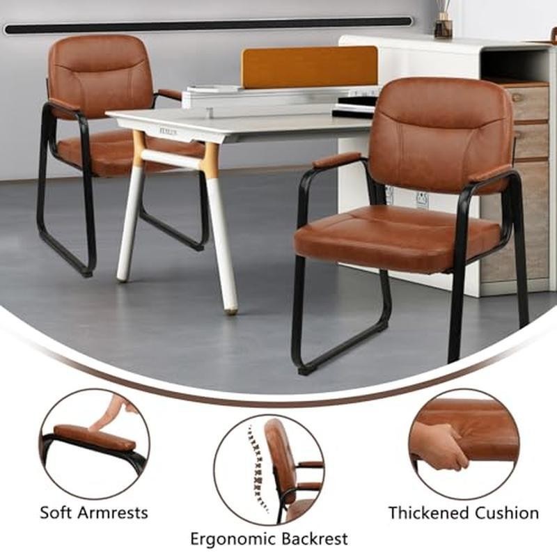 Comfortable Reception Chairs Set 2 Padded Armrest Modern Office Lobby Seating