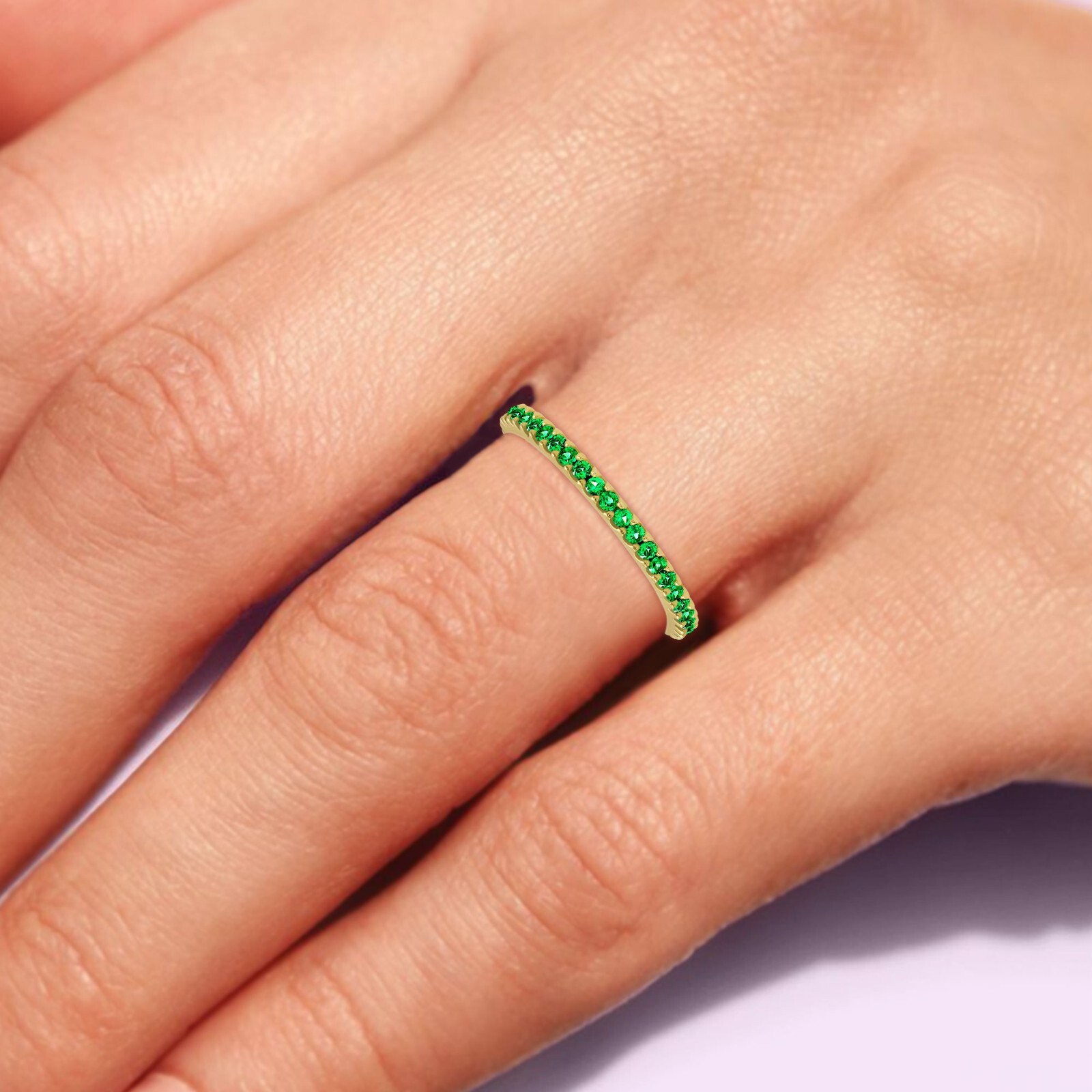18K Yellow Gold Plated Lab Created Sapphire/Ruby/Emerald Stackable Dainty Ring