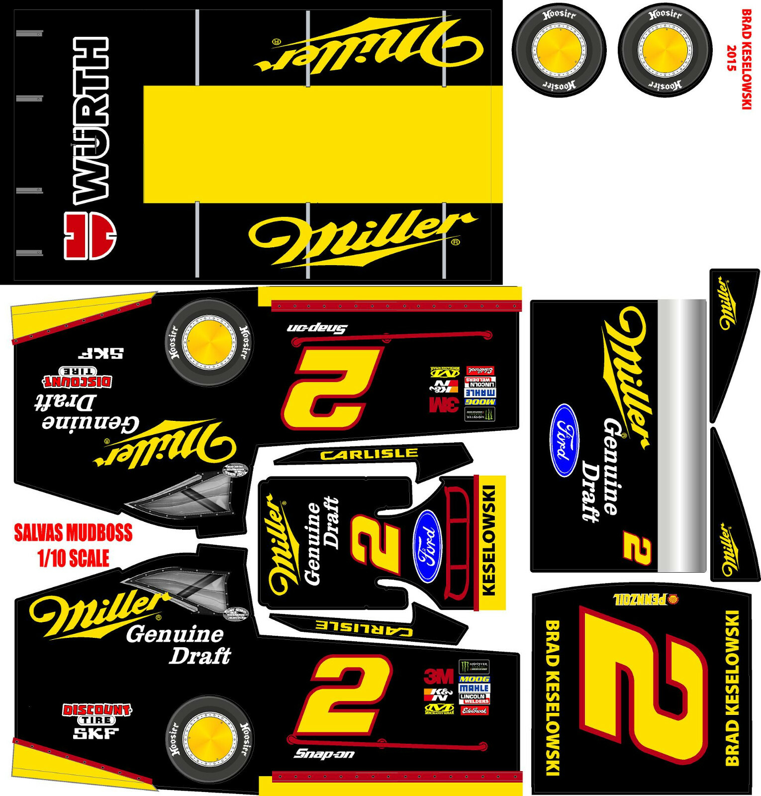 SALVAS MUDBOSS TRAXXAS SLASH Brad Keselowski 2015  WRAP KIT 1X10 SCALE
