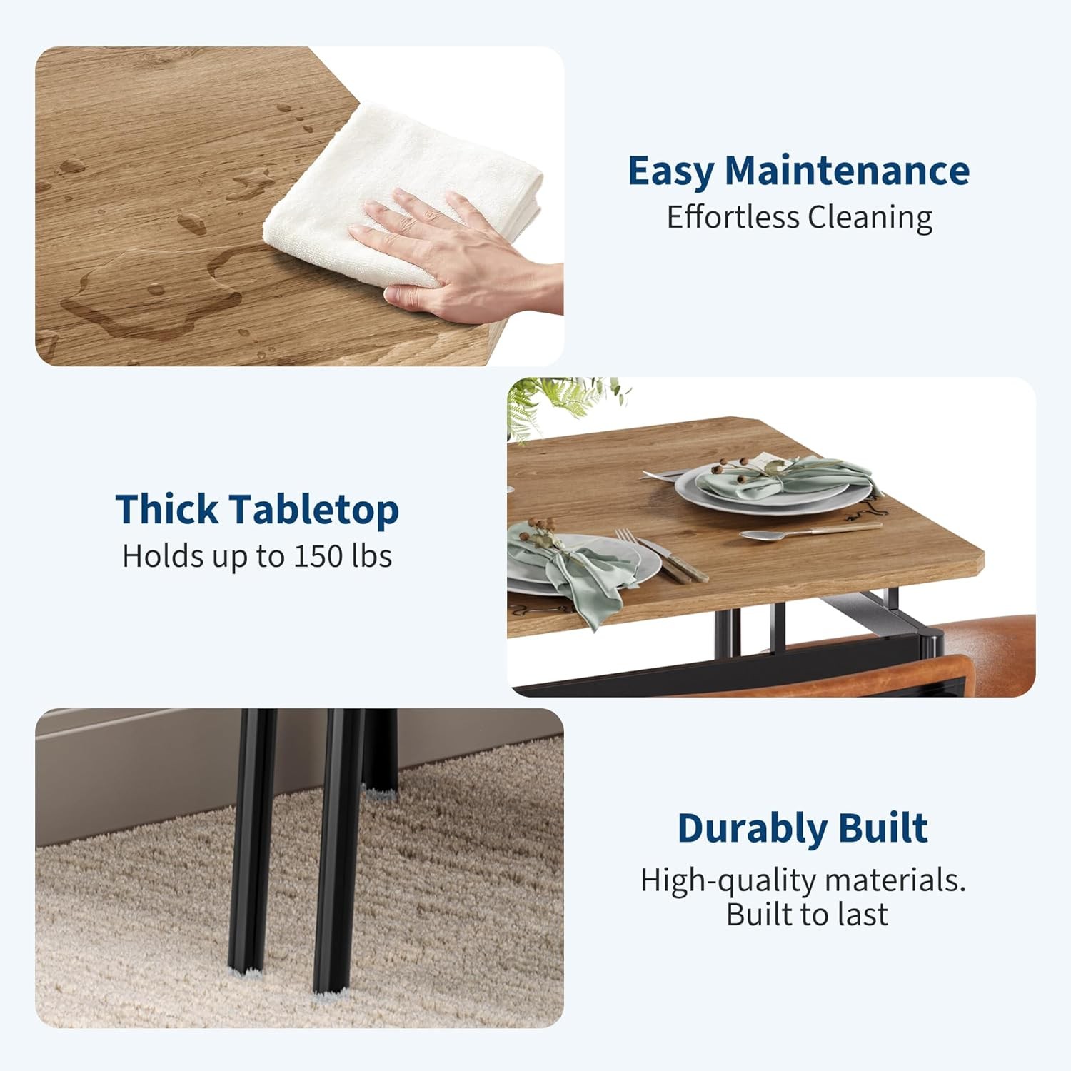 5 Piece Dining Table Set Kitchen Table with 4 PU Upholstered Chair Dining Room
