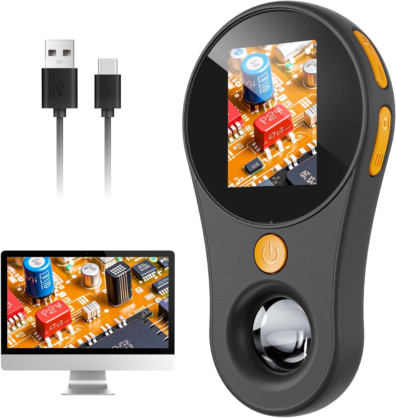 Macro Handheld Digital Microscope Fixed Focus, SKYBASIC 2" IPS Screen 500X Mini