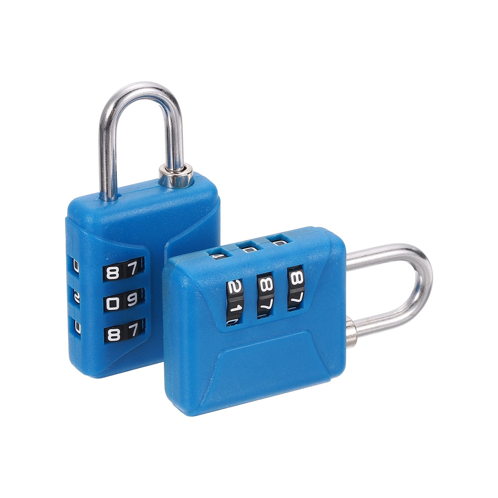 2pcs Resettable 3 Digit Plastic Combination Padlock, Blue (60 x 32mm)