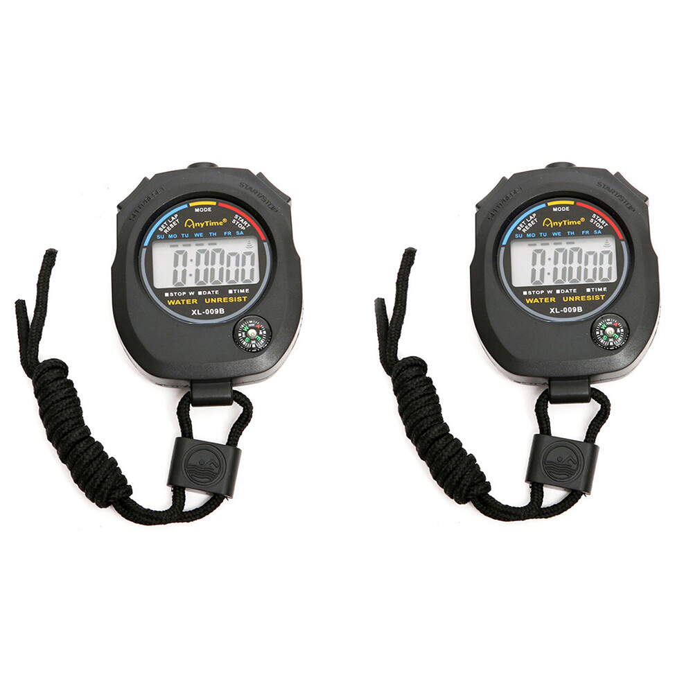 2PCS Handheld Stopwatch Sports Stopwatch Timer Coach Referee Special Waterproof