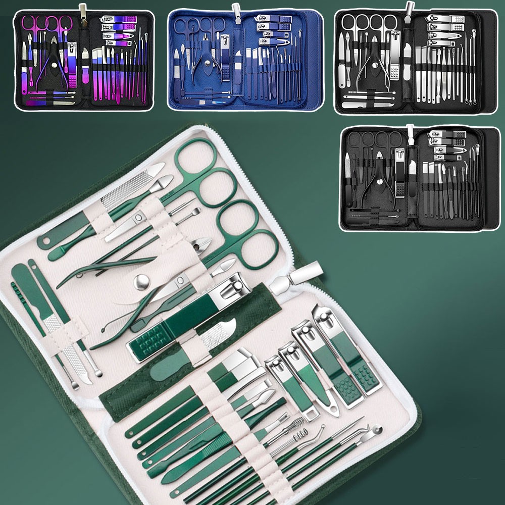 30Pcs Nail Clippers Manicure Pedicure Tool Set With Portable Travel Case Gift