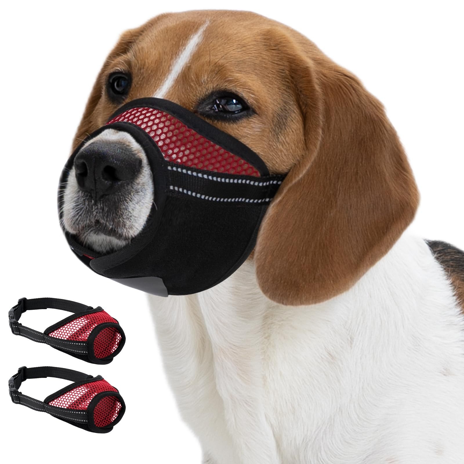 2-Pack Soft Air Mesh Dog Muzzles - Anti-Biting, Barking, Chewing, Adjustable for