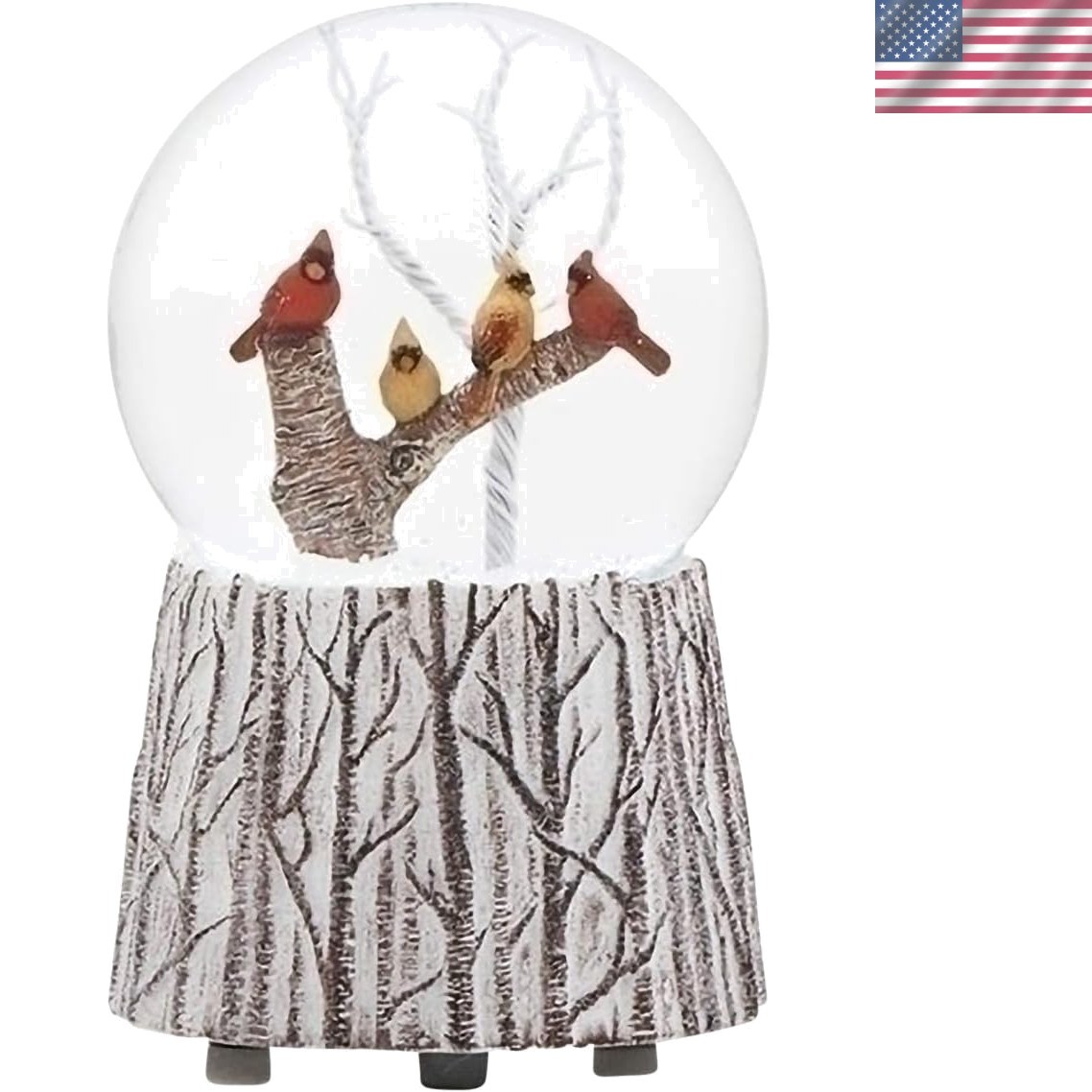 Classic Musical 5.25-Inch Cardinals on a Branch Water Globe - Elegant Décor
