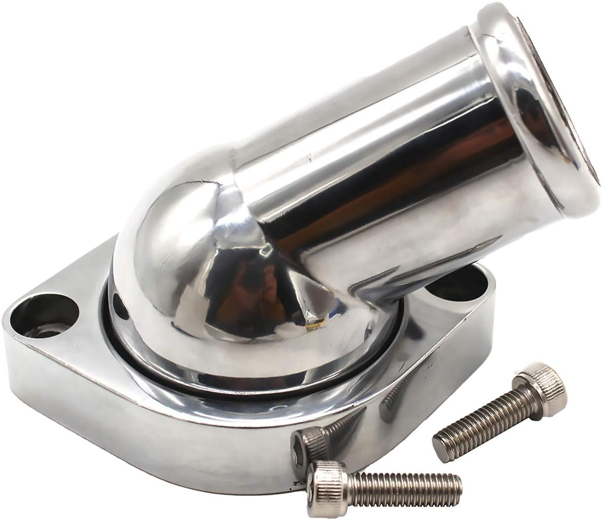 45° Swivel Polished Water Neck Thermostat Housing Compatible with Chevrolet LS