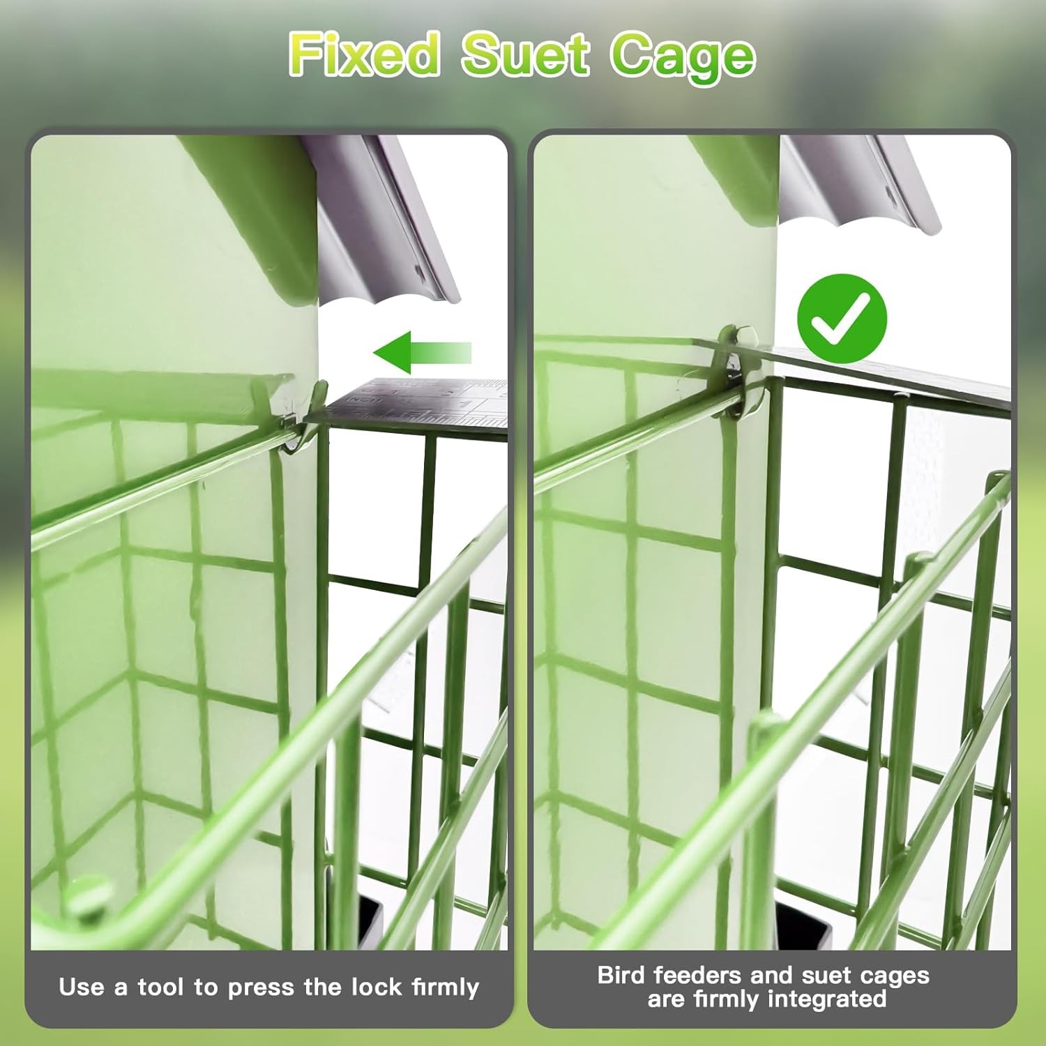 Bird Feeders for Outdoors Hanging, Metal Feeder with Double Suet Green