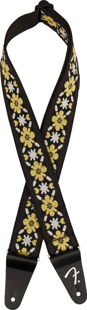 Fender Pasadena 2-Inch Wide Woven Adjustable Guitar Strap, Yellow Clover