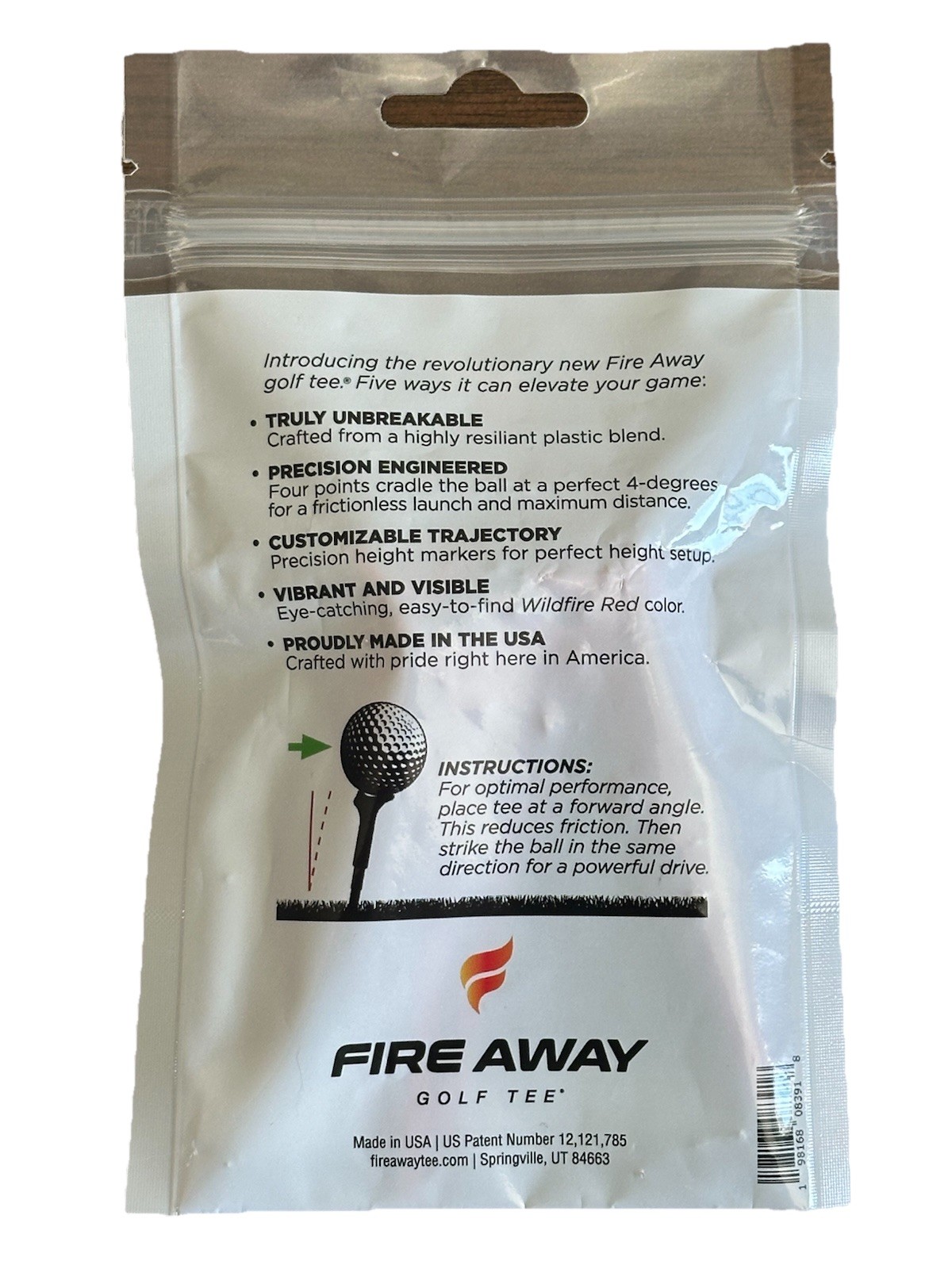 Fire Away Golf Tees Frictionless Unbreakable Red Pack of 4 Made in USA